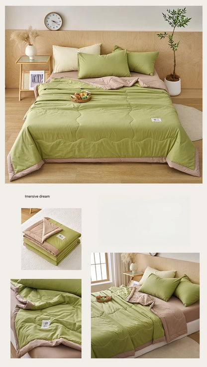 Summer Weight Cooling Blanket Cotton Filling Breathable Washable Single Blanket Smooth Air Condition Comforter Quilt Blanket