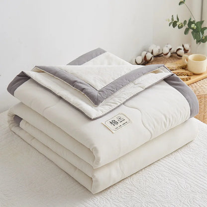 Summer Weight Cooling Blanket Cotton Filling Breathable Washable Single Blanket Smooth Air Condition Comforter Quilt Blanket