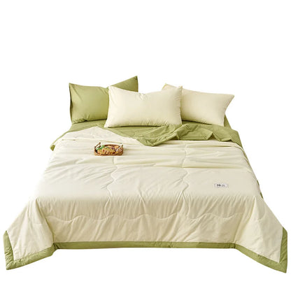 Summer Weight Cooling Blanket Cotton Filling Breathable Washable Single Blanket Smooth Air Condition Comforter Quilt Blanket