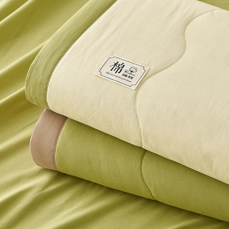 Summer Weight Cooling Blanket Cotton Filling Breathable Washable Single Blanket Smooth Air Condition Comforter Quilt Blanket