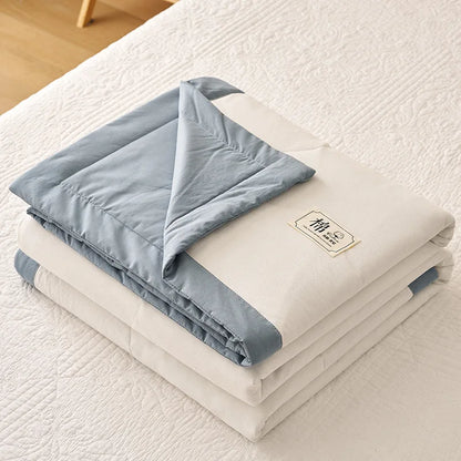 Summer Weight Cooling Blanket Cotton Filling Breathable Washable Single Blanket Smooth Air Condition Comforter Quilt Blanket