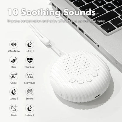 White Noise Sound Machine Portable Baby Sleep Machine 10 Soothing Sounds Volume Adjustable Built-in Rechargeable Battery USB - zzzleep.fi