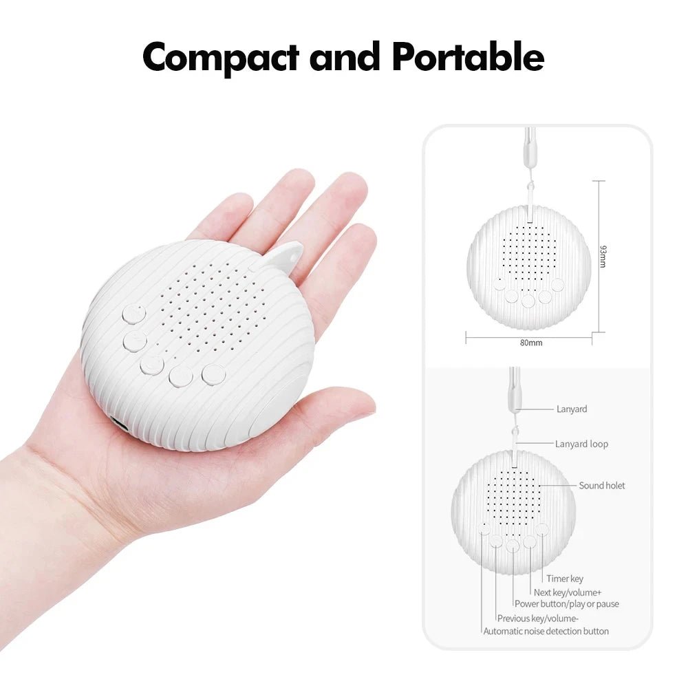 White Noise Sound Machine Portable Baby Sleep Machine 10 Soothing Sounds Volume Adjustable Built-in Rechargeable Battery USB - zzzleep.fi